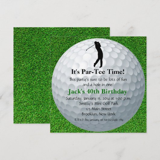 Man Golf Birthday Uitnodiging (Voorkant / Achterkant)