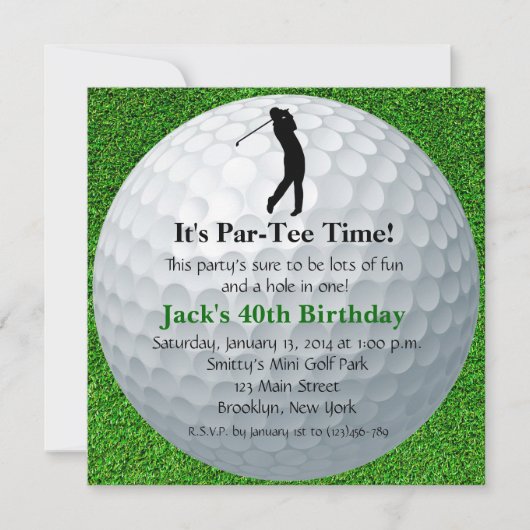 Man Golf Birthday Uitnodiging (Voorkant)