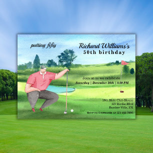 Man Golf Inslagen Vijftig 50e Verjaardag Kaart