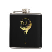Man Golf Monogram Black en Gold Flask Heupfles (Voorkant)