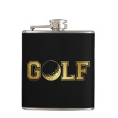 Man Golf Monogram Black en Gold Flask Heupfles (Voorkant)