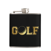 Man Golf Monogram Black en Gold Flask