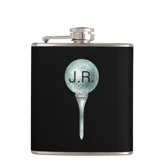 Man Golf Monogram Vinyl Wrapped Flask Heupfles (Voorkant)