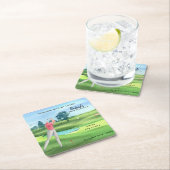 Man Golf Player Swinging Fifties 50th Birthday Kartonnen Onderzetters (Insitu)