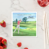 Man Golf Player Swinging Fifties 50th Birthday Servet (Insitu)