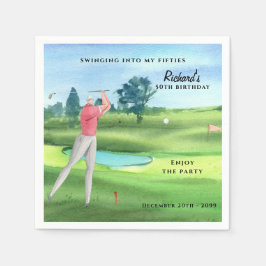 Man Golf Player Swinging Fifties 50th Birthday Servet