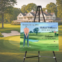 Man Golf Player Swinging Into My 50th Birthday