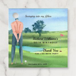 Man Golf Player Swinging Into My 50th Birthday Bedankjes Labels