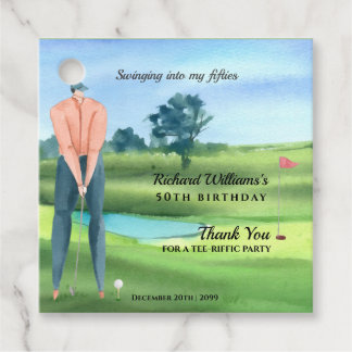 Man Golf Player Swinging Into My 50th Birthday Bedankjes Labels