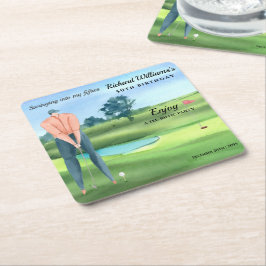 Man Golf Player Swinging Into My 50th Birthday Kartonnen Onderzetters