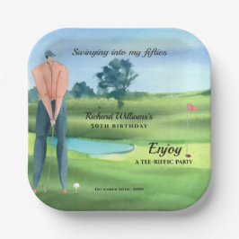 Man Golf Player Swinging Into My 50th Birthday Papieren Bordje