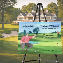 Man Golf Putting Fifty 50th Birthday