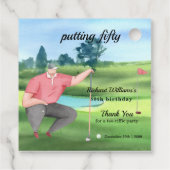 Man Golf Putting Fifty 50th Birthday Bedankjes Labels (Achterkant)