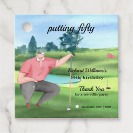 Man Golf Putting Fifty 50th Birthday Bedankjes Labels