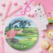 Man Golf Putting Fifty 50th Birthday Papieren Bordje (Feest)