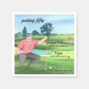 Man Golf Putting Vijftig 50ste Verjaardag Servet