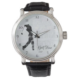 *~* Man Golfbaan Boom Vijver Golfer Horloge