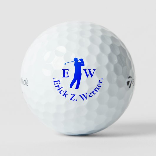 Man Golfer Classy Blue Monogram  Golfballen (Voorkant)
