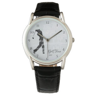 *~* Man Golfer Golfbaan Boom Vijver Golfen Horloge