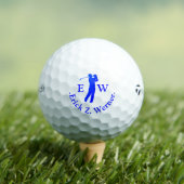 Man Golfer Klasse Blauw Monogram  Golfballen (Insitu Shirt)