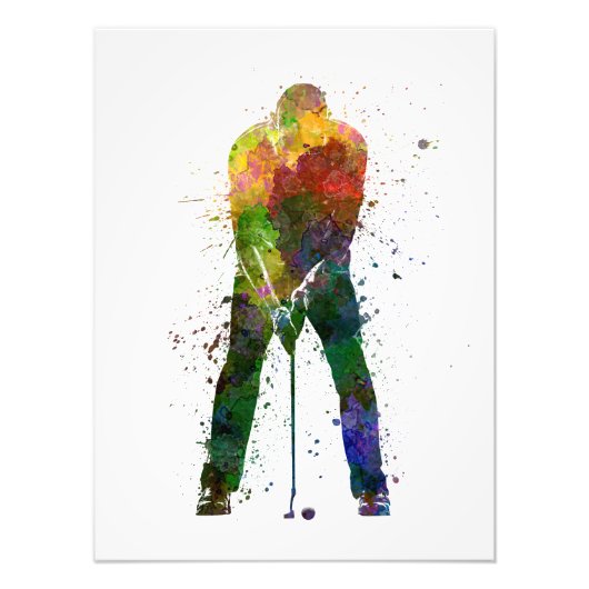 man golfer putting silhouette foto afdruk (Voorkant)