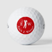 Man Golfer | Red Monogram  Golfballen (Voorkant)