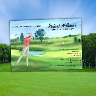 Man Golfer Slaat Zich in de Vijftigers 50ste Verja Kaart