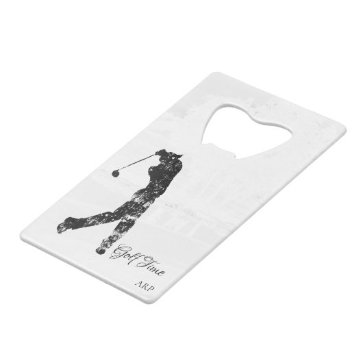 *~* Man Golfing Course Pond Tree Golfer Creditkaart Flessenopener (Voorkant Gekanteld)