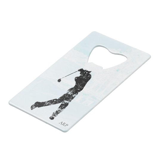 *~* Man Golfing Course Pond Tree Golfer Creditkaart Flessenopener (Achterkant Gekanteld)