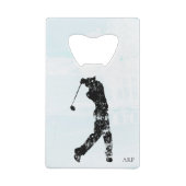 *~* Man Golfing Course Pond Tree Golfer Creditkaart Flessenopener (Achterkant)