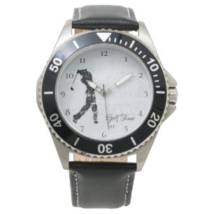 *~* Man Golfing Course Pond Tree Golfer Horloge