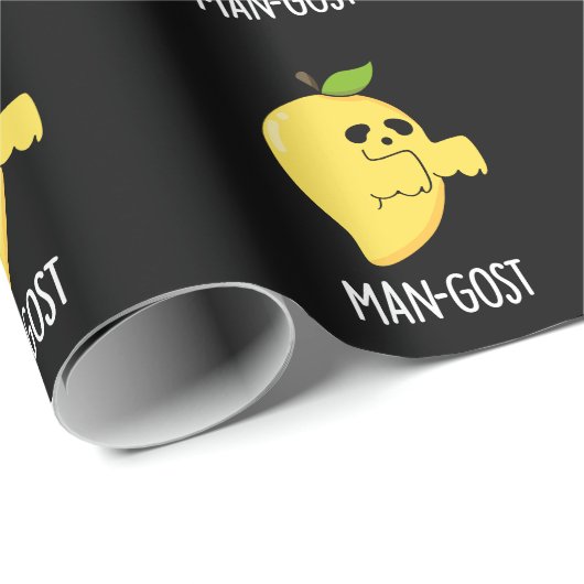 Man-gost Grappig Halloween Mango Spook Pun Dark BG Cadeaupapier (Rol Hoek)