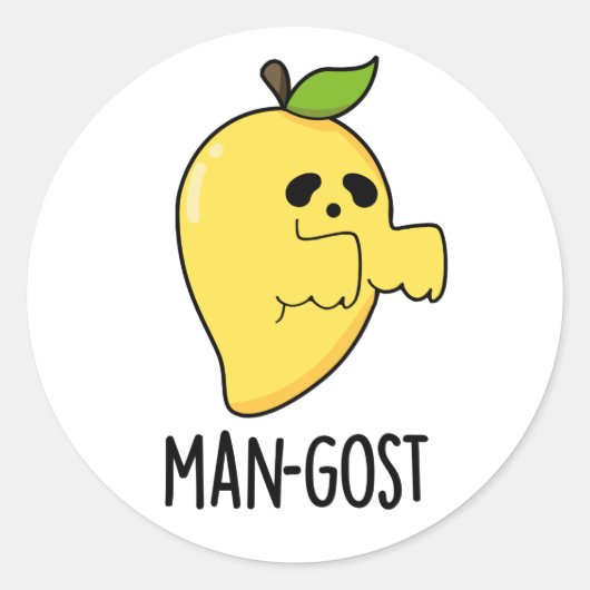 Man-gost Grappig Halloween Mango Spook Pun Ronde Sticker (Voorkant)