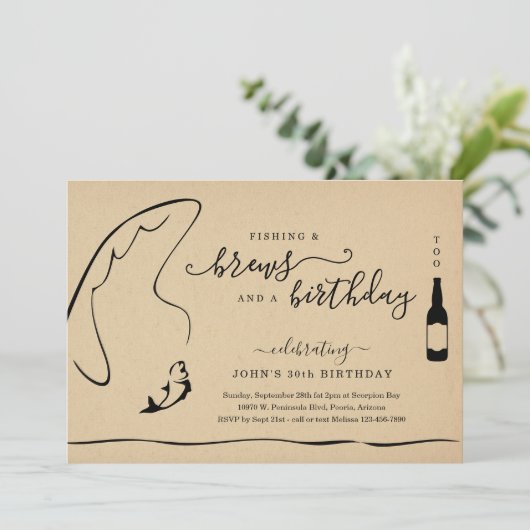 Man Grappig Vissen & Bier Verjaardag Pensioenfeest Kaart (Staand voorkant)