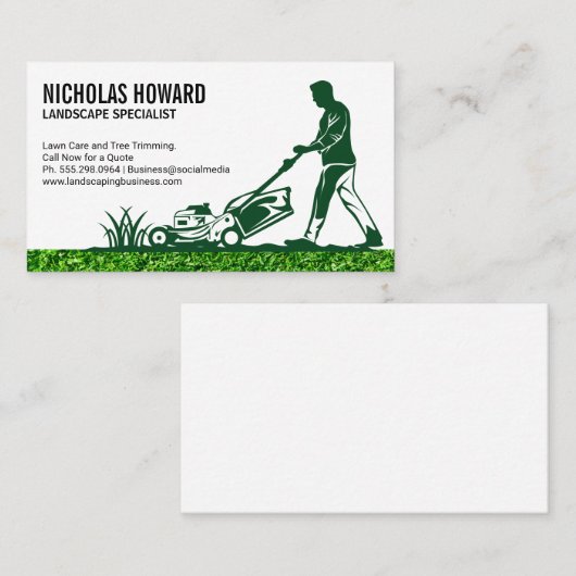 Man grasmaaien | Landschapsarchitectuur Visitekaartje (Voorkant / Achterkant)