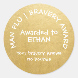 Man Griep Gepersonaliseerde Gouden Dapperheid Awar Ronde Sticker