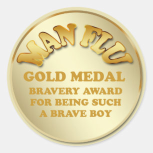 Man griep ronde sticker