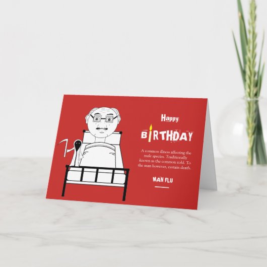 Man Griep Verjaardag Kaart (Voorkant)