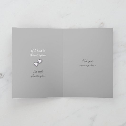 Man grijs Bruiloft Jubileum foto groet Kaart (Binnen)