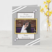 Man grijs Bruiloft Jubileum foto groet Kaart (Gele Bloem)