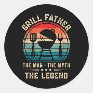 Man Gril Vader Grillen Bbq Vlees Roker  Ronde Sticker
