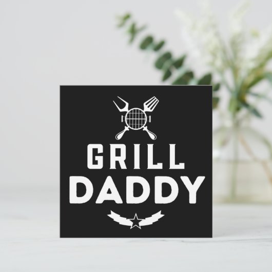 Man Grill Daddy BBQ en roken voor Vaderdag Feestdagenkaart (Staand voorkant)
