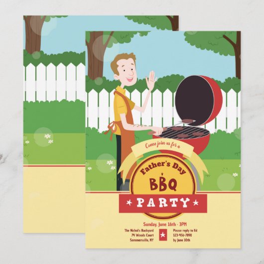 Man grillen in achtertuin kaart (Voorkant / Achterkant)