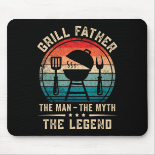 Man grilt vader grillt BBQ-vlees roker Muismat