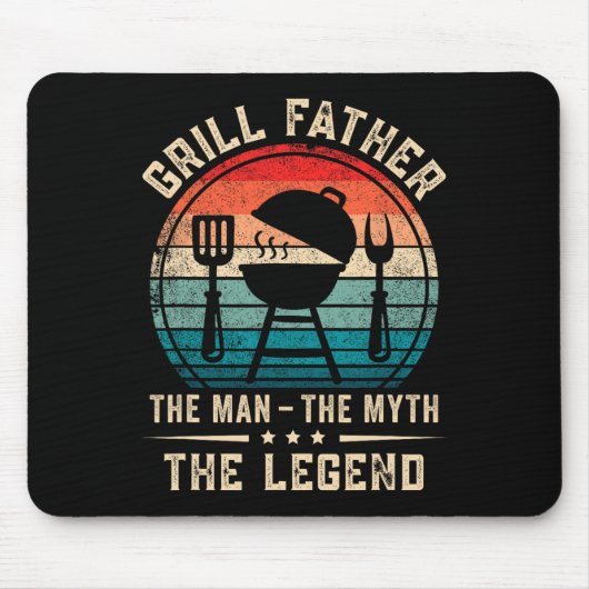 Man grilt vader grillt BBQ-vlees roker Muismat (Voorkant)