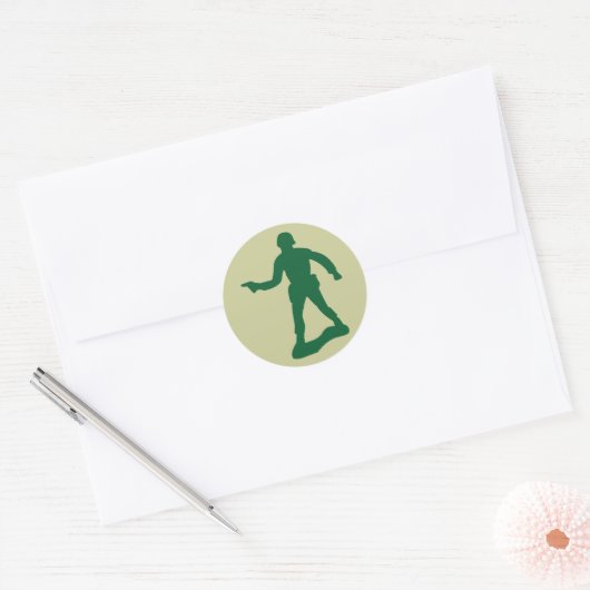 Man Groen Leger Ronde Sticker (Envelop)