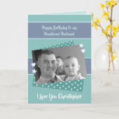 Man groen & paarse Verjaardagsfoto groet Kaart (Gele Bloem)