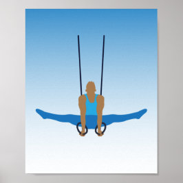 Man Gymnast op Steady Rings geïllustreerd Poster