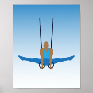 Man Gymnast op Steady Rings geïllustreerd Poster