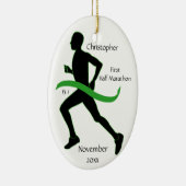 Man Half marathon Runner Ornament in Lt Green (Rechts)